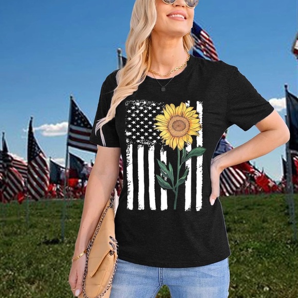 American Flag Shirt Women Graphic Patriotic Tee shirt Large ❤️❤️Posh Pick❤️❤️ - Picture 5 of 5